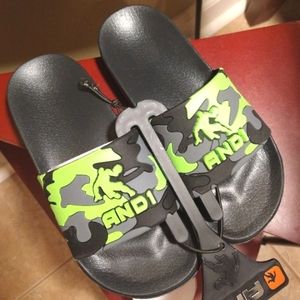AND1- NWT Boys Lime Green and Black Basketball Sandals- Youth Boys Size 12/13